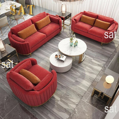 Hot Luxury Sofa Living Room Furniture Curved Dresser Home Lounge Sofa Sets Italian Modern Fabric Velvet Sofa Set Furniture