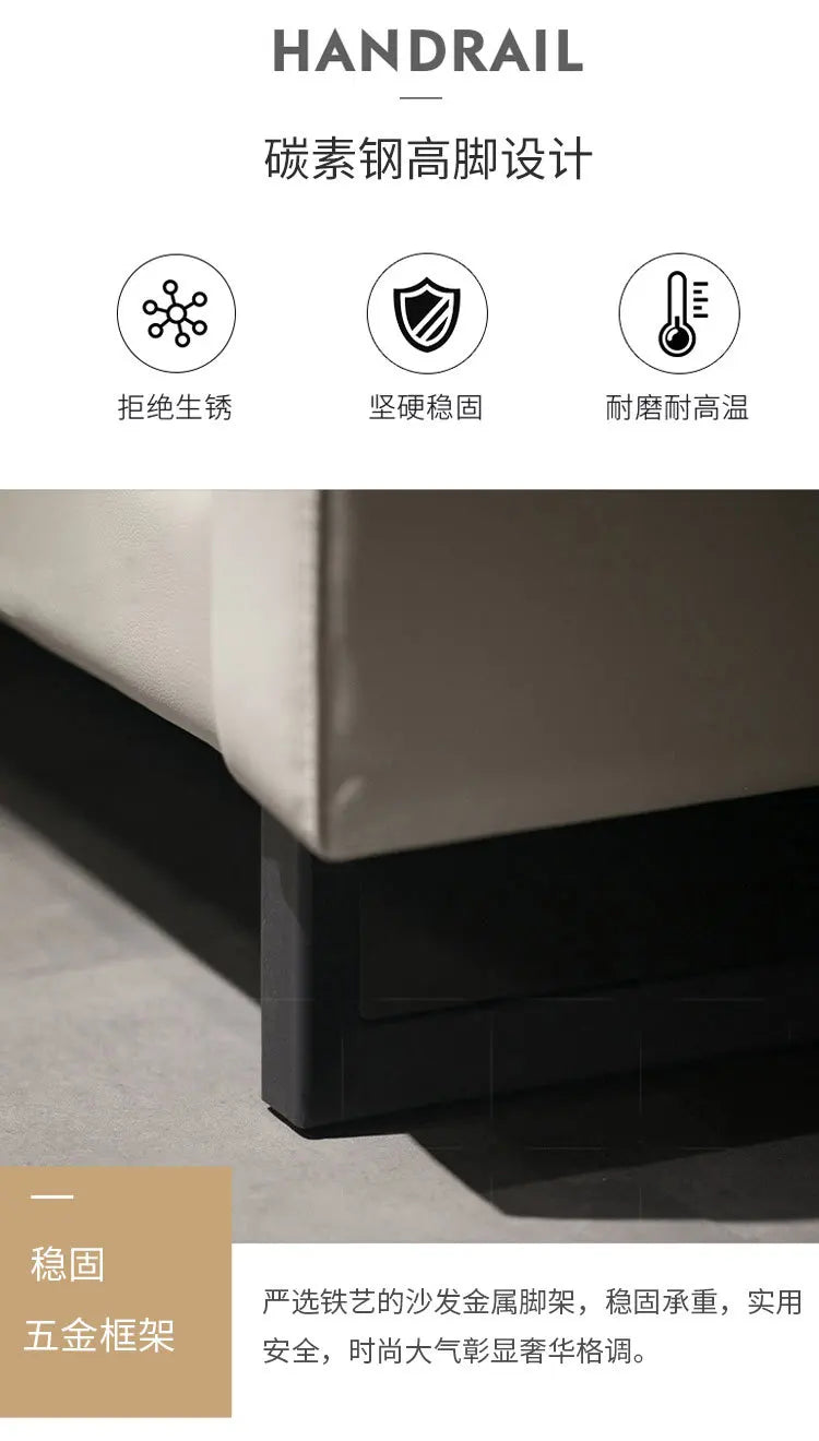 Italian minimalist leather sofa living room size apartment princess corner first layer cowhide down combination light luxury sty