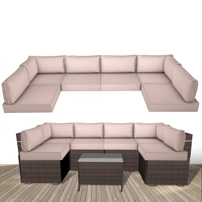 14 Piece Outdoor Replacement Cushions for Patio Furniture, Water-Resistant Sectional Sofa Cushions,Fits 6-seat, Customized