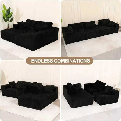L Shaped Modular Boneless Sectional Couches for Living Room, Wide Armrest, Deep Seat, Memory Foam, Assembly Free, Modern Comfy