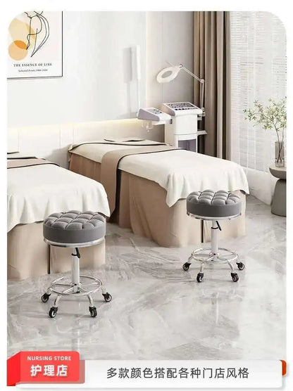 Barber Nail Salon Chair Swivel Wheels Rotating Salon Hair Stylist Barbershop Equipment Furniture Professional Rolling Silla