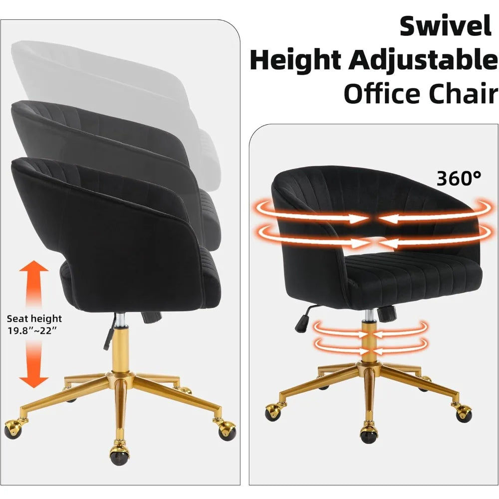 "contemporary velvet desk chairs with adjustable height and swivel base"