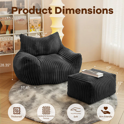 Reading Chair Bean Bag Chairs for Adults, Living Room Furniture, BeanBag Density Foam Couch, Floor Lazy Soft, Comfy Reading Nook