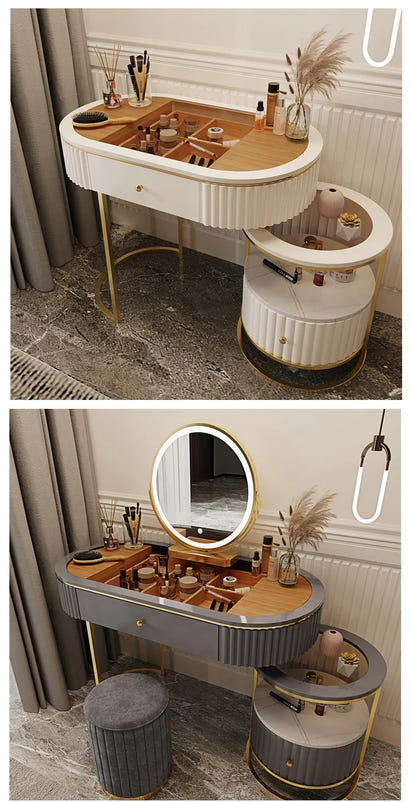 Luxury Charm Dressing Table Luxury Nordic Salon Drawer Nordic Dressing Table Mirror Chair Storage Coiffeuse Furniture Makeup