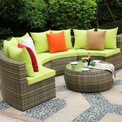 Combination leisure villa, semi-circular rattan sofa outdoor hotel curved living room sofa