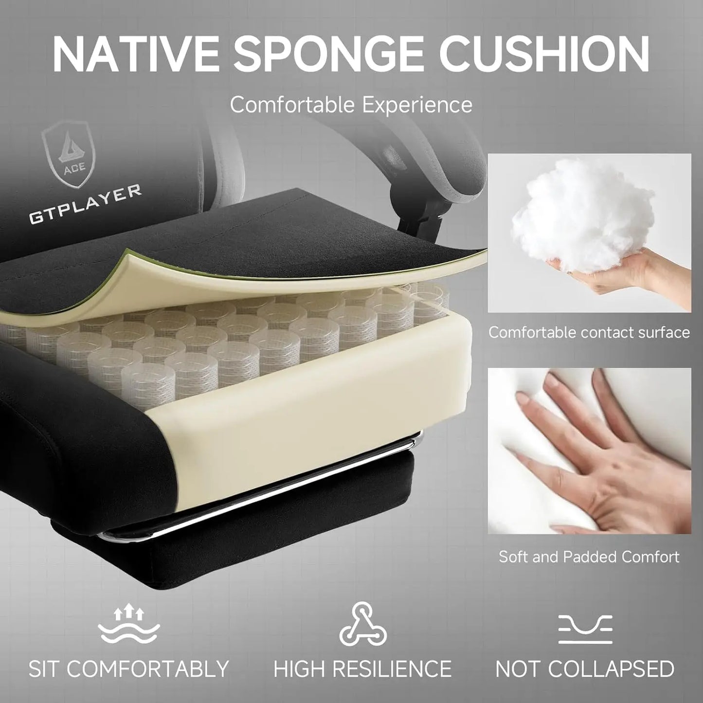Office Chair, Gaming Computer Desk Fabric Chair with Footrest, High Back Ergonomic Office Chair with Pocket Spring Lumbar Suppor