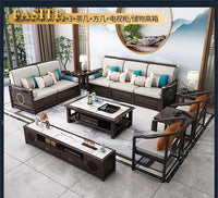 New Chinese-style solid wood sofa combination modern simple Zen Chinese style living room concubine corner wooden light luxury