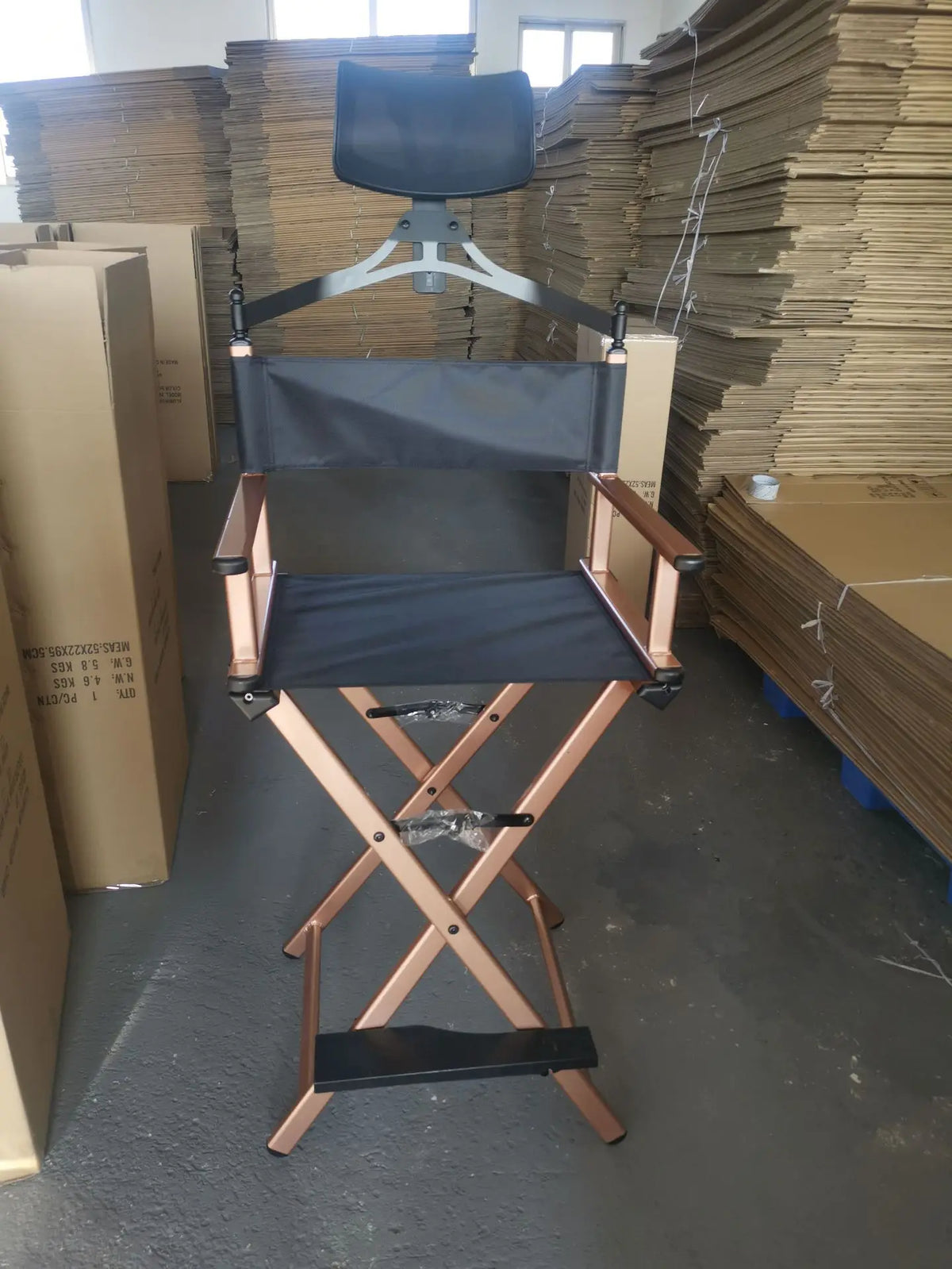 Modern Portable Aluminum Director Chair with Headrest - Portable Makeup Artist/Manager Folding Chair for Better Rest