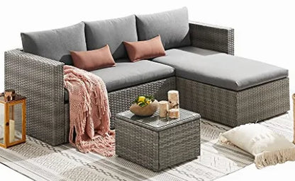 Promotional  Modern Design Patio PE Rattan Garden Furniture Garden Furniture Outdoor 3pc Rattan Wicker Sofa Corner Sofa Set
