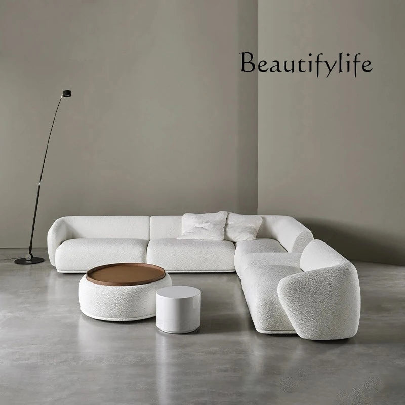 X Modern Sectional Sofa Set Furniture Velvet Fabric Round White Living Room Couch Apartment Modular Semi-circular Sofa