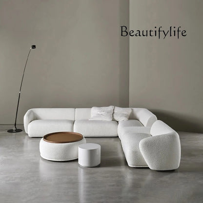 X Modern Sectional Sofa Set Furniture Velvet Fabric Round White Living Room Couch Apartment Modular Semi-circular Sofa