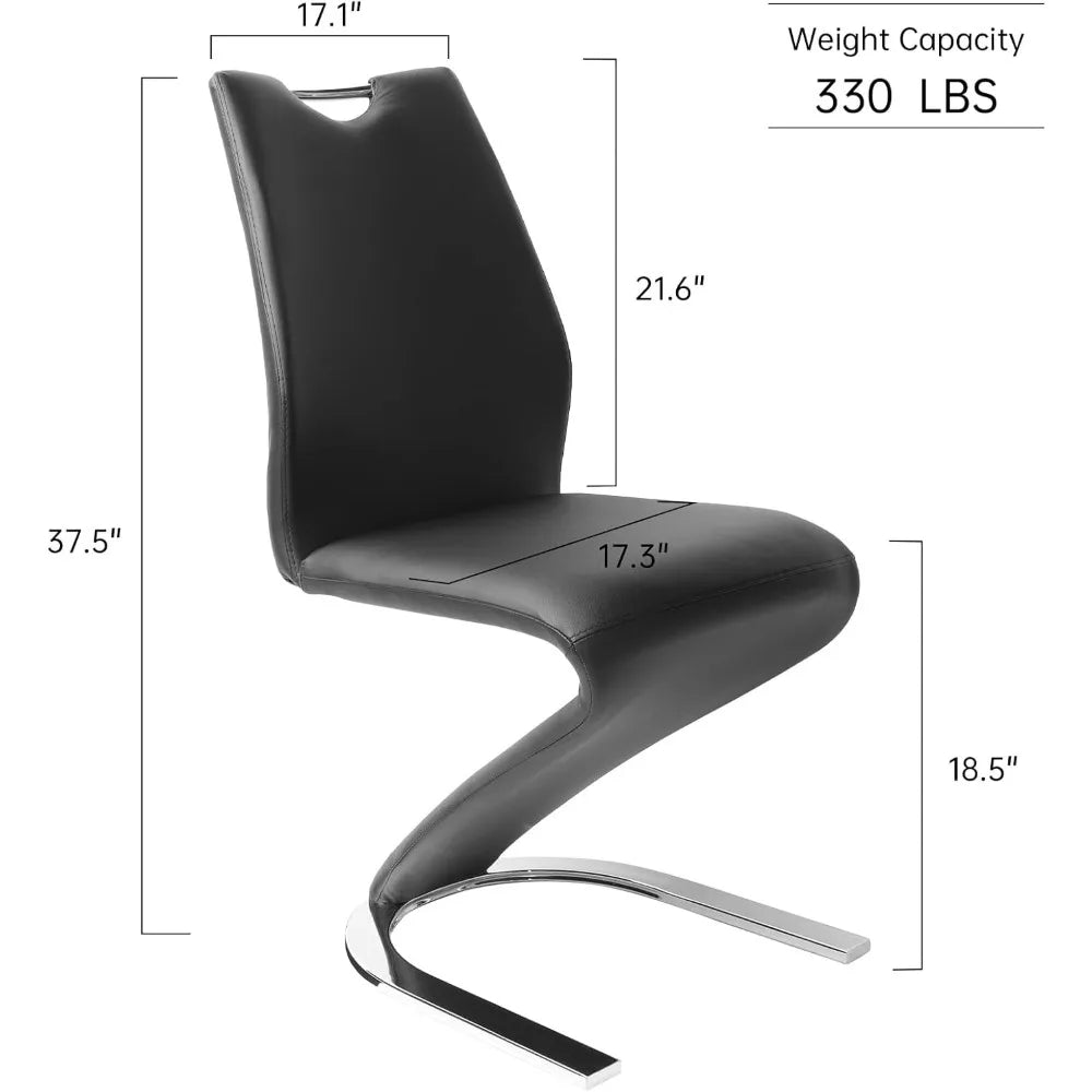 Modern Upholstered Armless Dining Chairs Set of 2, PU Leather Cushioned Seats, Sturdy Side Chairs for Kitchen and Dining Room
