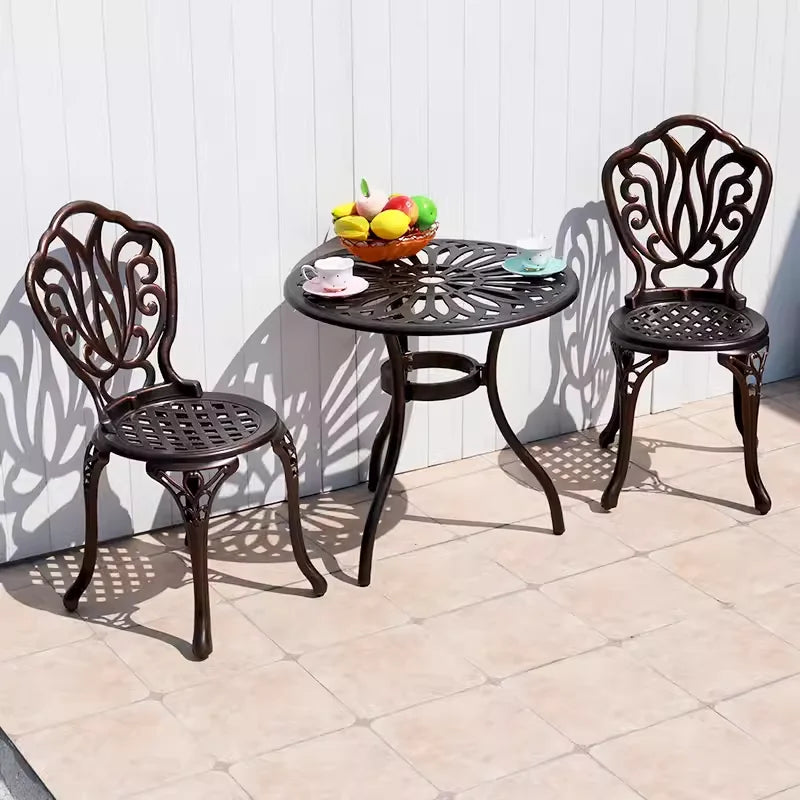 2-Piece Set Cast Aluminum Chairs Outdoor Chair Set Garden Chair Weather-Resistant Patio Metal Chair Bistro Chair