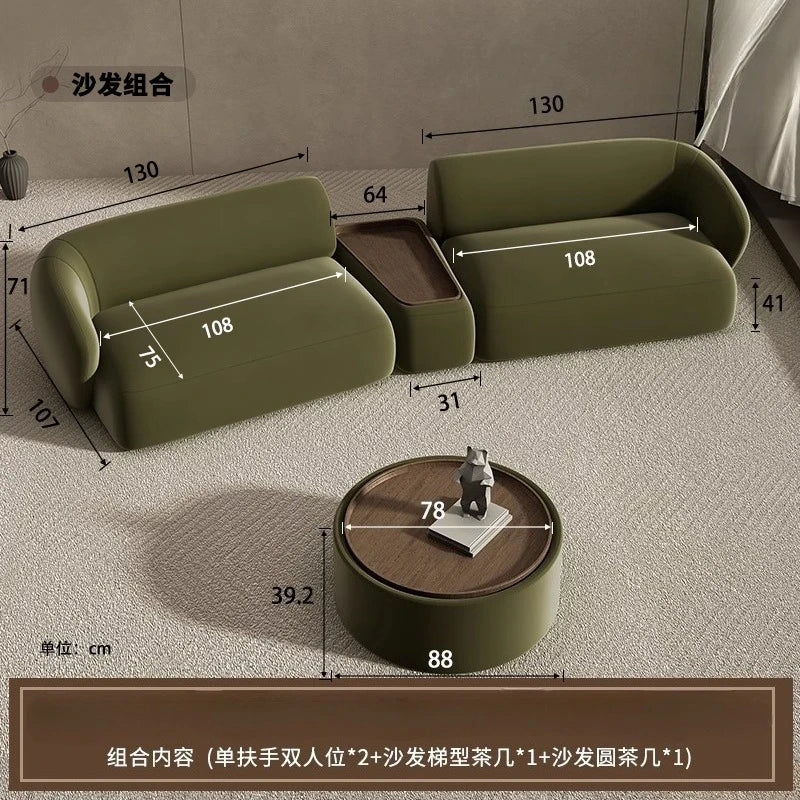 Curved Sofa Special Shaped Designer Beauty Salon Couch Lounge Area Sofa Coffee Table Set Furniture Velvet Living Room Sofas