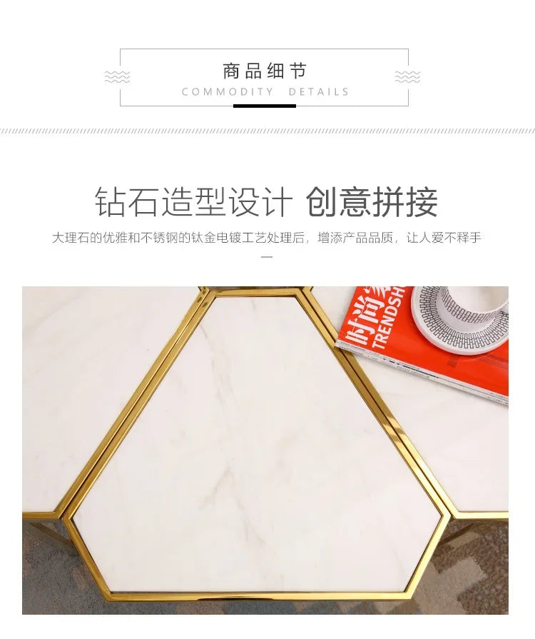 Creative Simple Modern Stainless Steel Marble Coffee Table Living Room Coffee Table Side Table