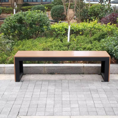 Meubles urbains modernes banc de jardin banc en acier inoxydable sièges de parc jardin en bois Patio extérieur bancs en acier inoxydable