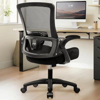 Office Desk Gaming Chair Computer High Back Mesh Seat with Rolling Wheels Ergonomic Adjustable Comfy Flip-up Armrests Lumbar Sup