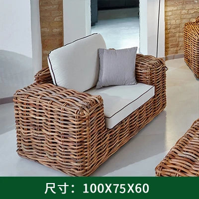 Outdoor sofa combination, courtyard tea table furniture, outdoor garden, waterproof, sun protection, rattan weaving, leisure