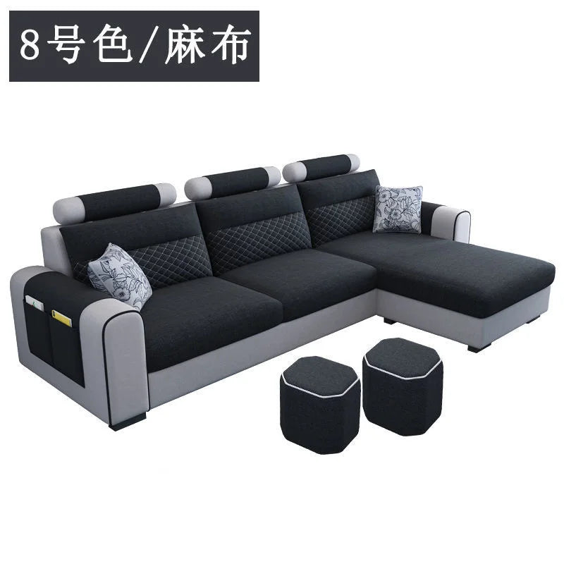 Modern Three-Seat Fabric Sofa Set Convertible Removable for Easy Care for Small Apartment or Modern Living Room for Villas