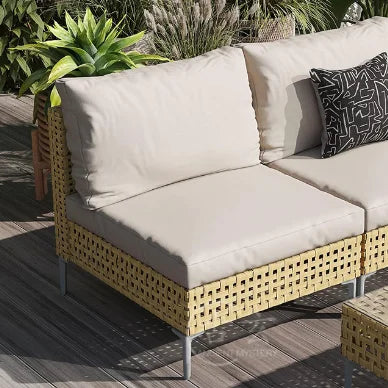 Waterproof Sunproof Woven Rattan Sofa Tea Table Set Aluminum Alloy Outdoor Furniture Patio Leisure-for Living Room Dining