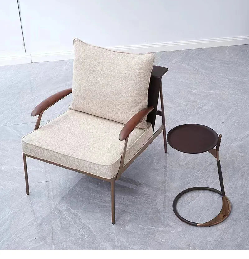 Single Light Luxury Designers Stainless Chair  Minimalist Backrest Armchair Negotiation Living Room Chair Sofa Stool Furniture