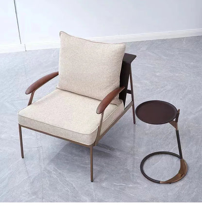 Single Light Luxury Designers Stainless Chair  Minimalist Backrest Armchair Negotiation Living Room Chair Sofa Stool Furniture