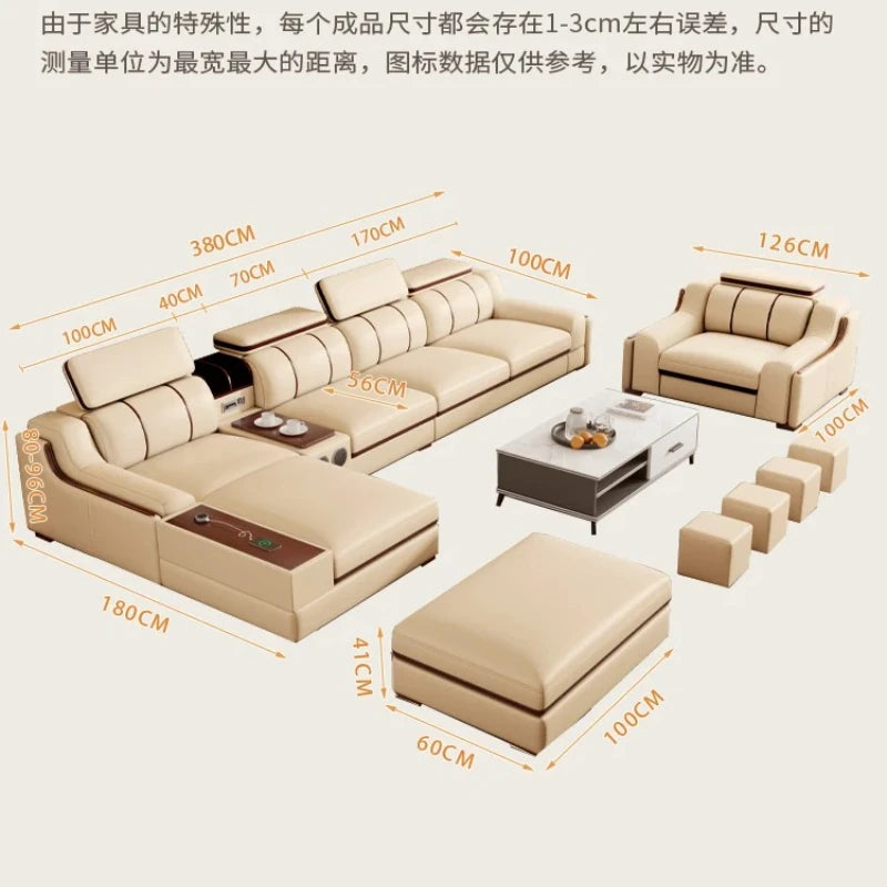 Interior Leather Design Living Room Sofa Storage Quality Comfortable Romantic Soft Leisure Multifunctional Sillon Cama Furniture