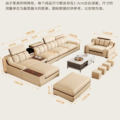 Interior Leather Design Living Room Sofa Storage Quality Comfortable Romantic Soft Leisure Multifunctional Sillon Cama Furniture