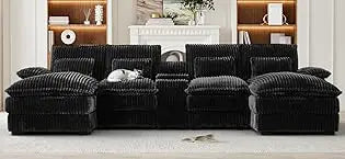 Modular Sectional Sofa Cloud Sectional Couch, 107" Comfy Fluffy L Shaped Dark Grey Couches for Living Room, Deep Seat