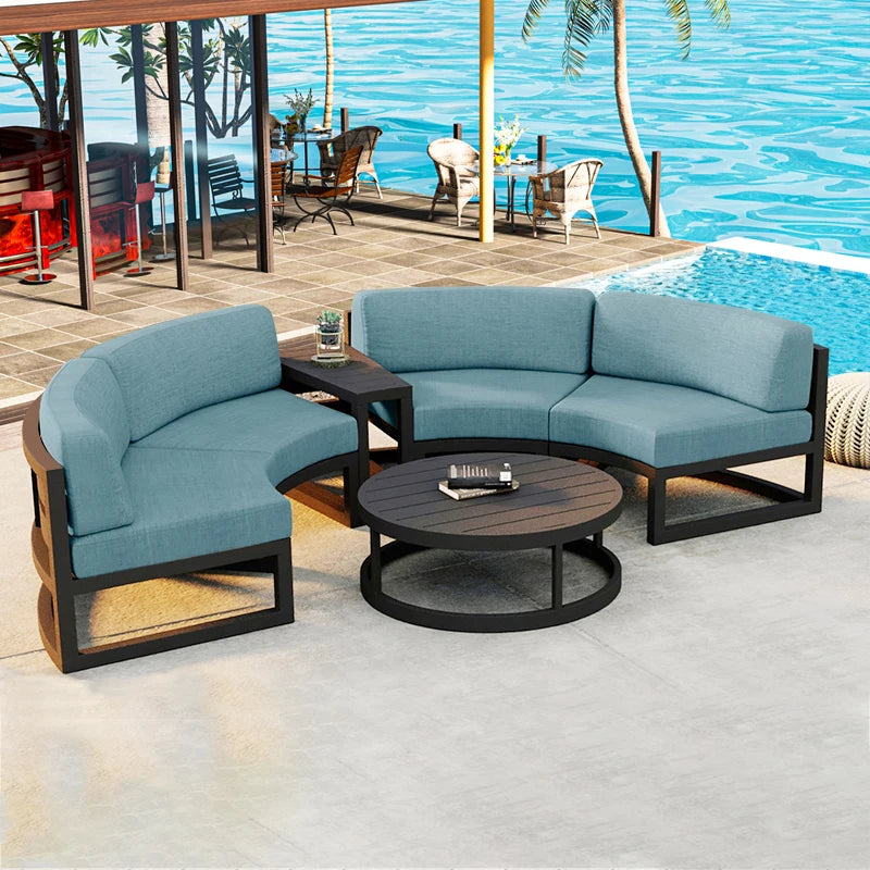 Outdoor rattan sofa courtyard open-air combination seat pe imitation rattan outdoor garden leisure balcony full circle curved ch
