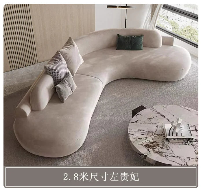 Customizable Italian Minimalist Arc Sofa - Modern Luxury Designer Fabric Sectional for Model Homes