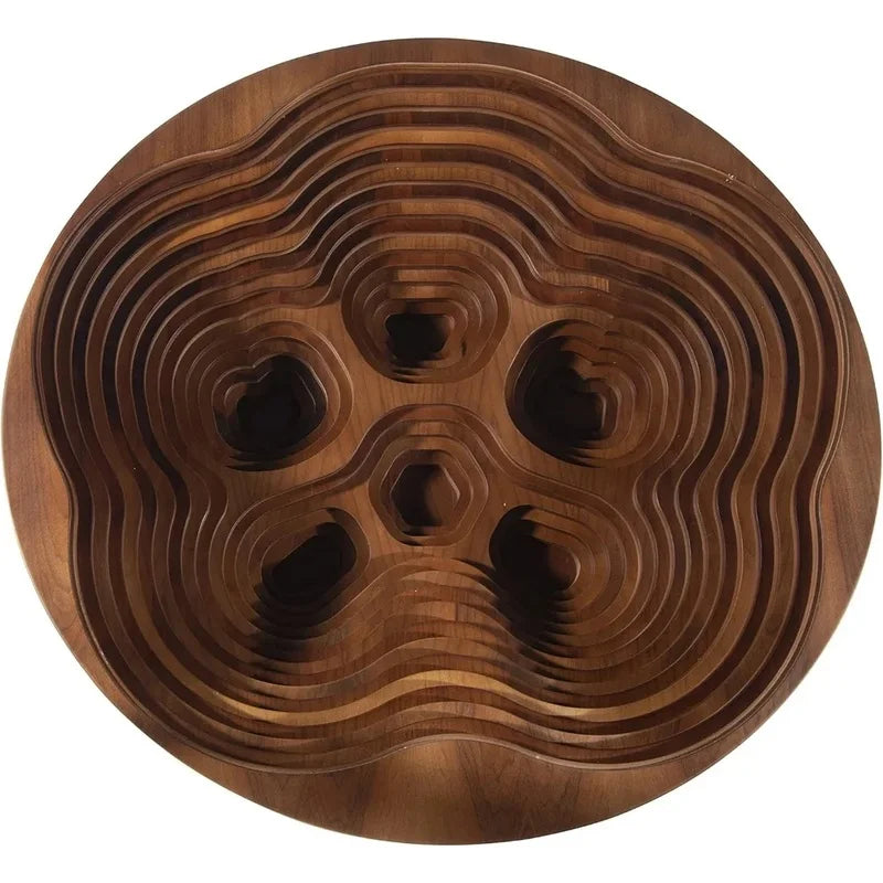 Table basse en spirale en bois – Table décorative moderne et élégante avec plateau en verre, design artisanal – Salons