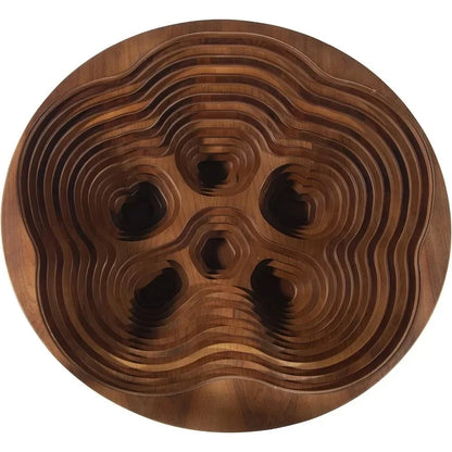 Table basse en spirale en bois – Table décorative moderne et élégante avec plateau en verre, design artisanal – Salons