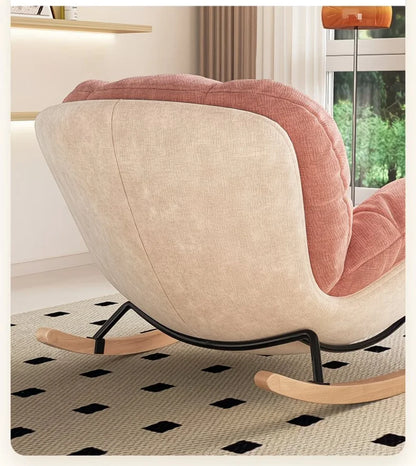 Eggshell Rocking Chair for Home Living Room Single Sofa Lazy Chair Balcony Leisure Chair Girls Pink Rocking Chair