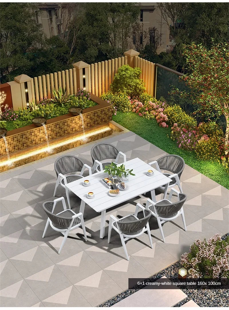 Waterproof and Sun-proof Garden Outdoor Chairs Leisure Outdoor Furniture Aluminum Alloy Chair Modern Patio Balcony Table Chairs