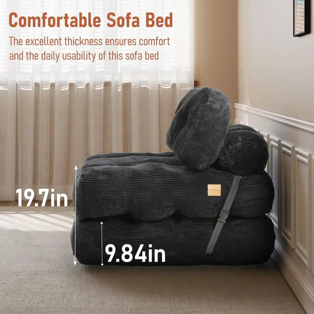 olding Soa Bed, Convertible Sleeper Chair with Back Support and Pillow uton,Boneloldable Couch or Living Room/Gt Use/Home Oice,