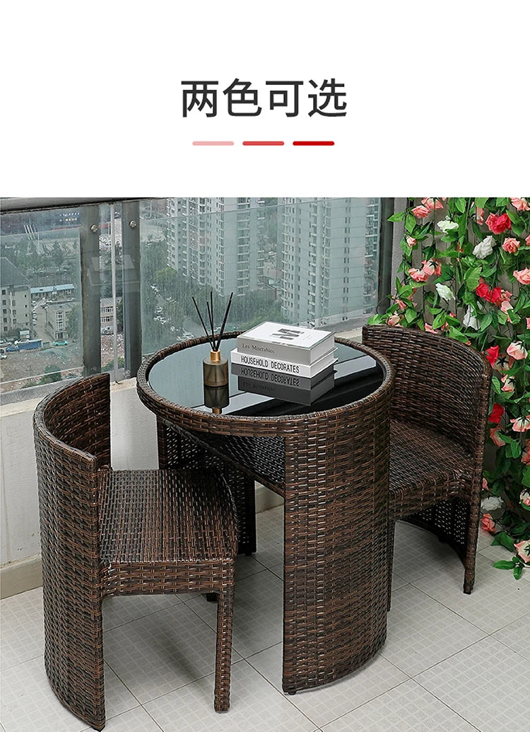 Balcony rattan chair three-piece outdoor courtyard combination small table and chair casual coffee table
