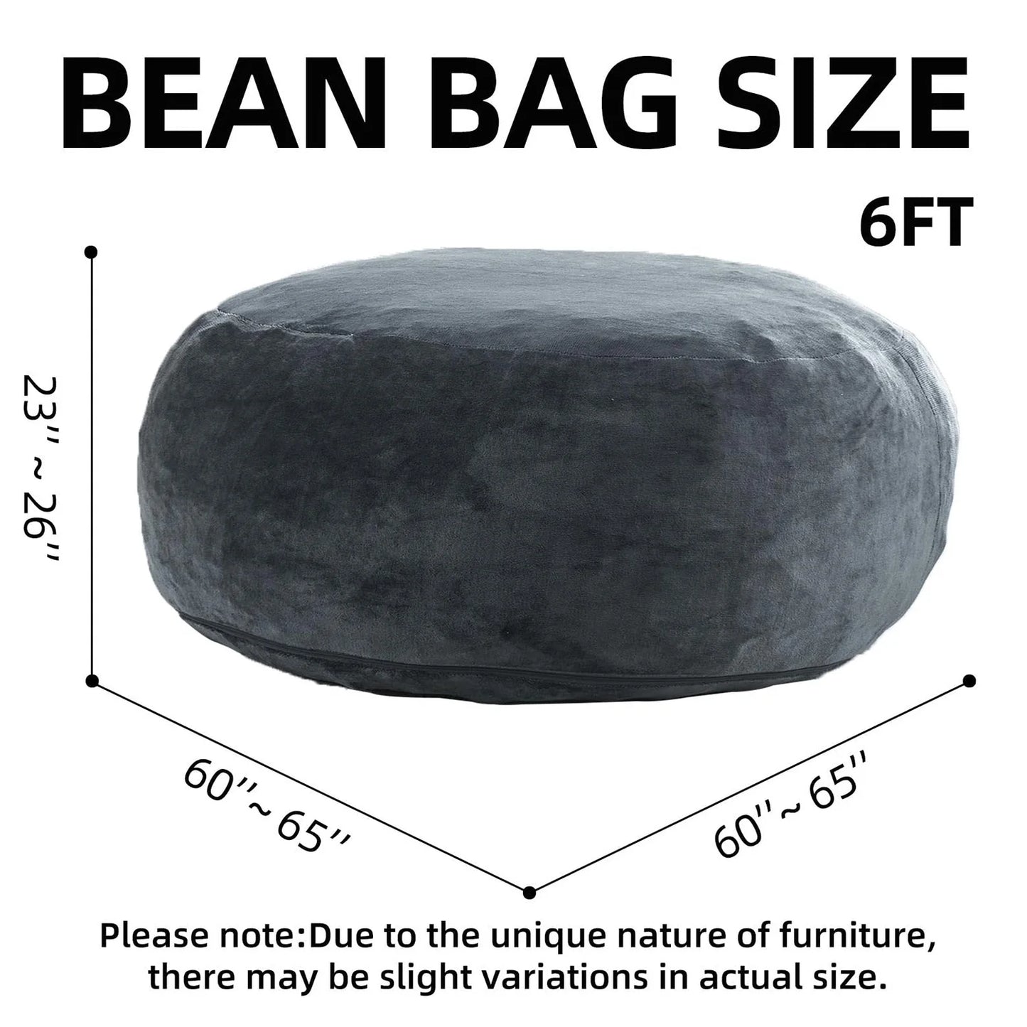 Bean Bag Chair for Adults,6FT Oversize Floor Bean Bags Offers Ample Space for Adults,Memory Foam Giant Bean Bags,Lounger Versati