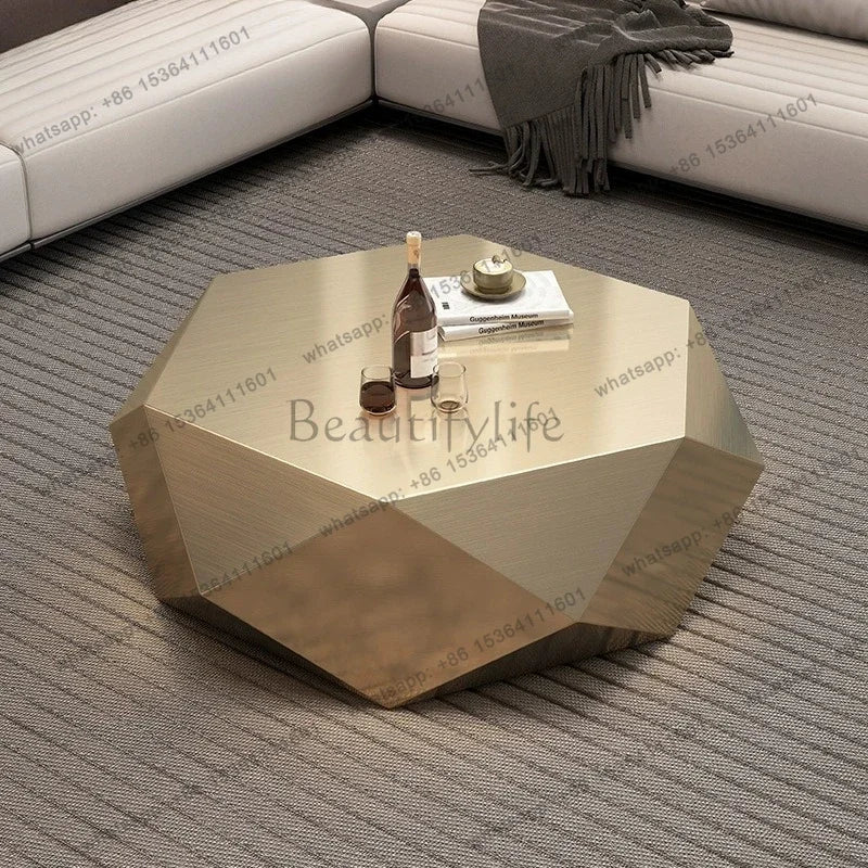 yj9 Golden diamond coffee table advanced sense modern simplicity special-shaped light luxury living room home Italian minimalist