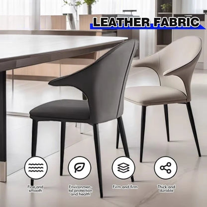 Light luxury modern upholstered dining chair, high-end leather fabric, new home backrest