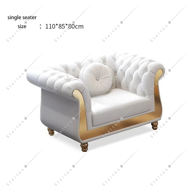 Classic American Antique Chesterfield Sofa for Home Office Hotel Couch Living Room Furniture Modern Genuine Leather Sofa Set
