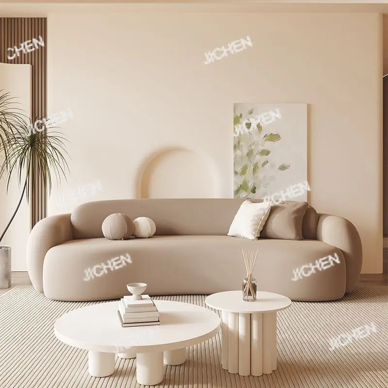 Curved Sofa Small Apartment Special-shaped Brown Bed And Breakfast Beauty Salon Clothing Store Office Rest Area Reception
