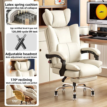 Ergonomic Leather Office Chair with High Backrest Recline Lumbar Support Executive Desk Chair Gaming Ready Comfort Furniture
