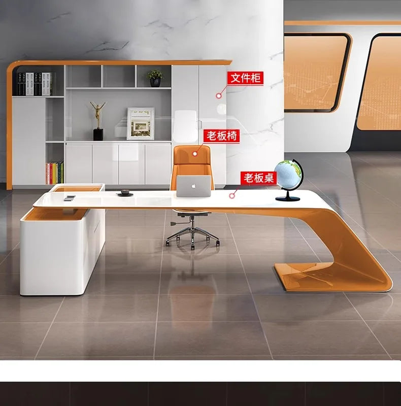 L Shaped Wooden Designer Office Desks Modern Luxury Drawers Large Computer Desks Asthetic Study Escritorio Office Furniture
