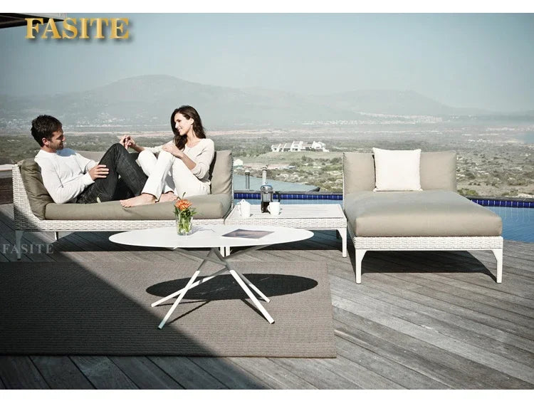Rattan Sofa Nordic Villa Area Courtyard Outdoor Sofa Furniture Model Room Outdoor Soft Decoration Bed Recliner Waterproof