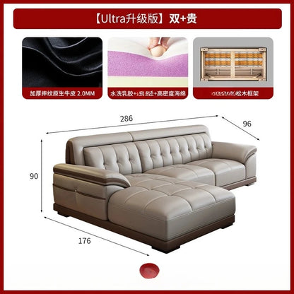 LH leather sofa first layer cowhide modern simple size apartment living room solid wood combination