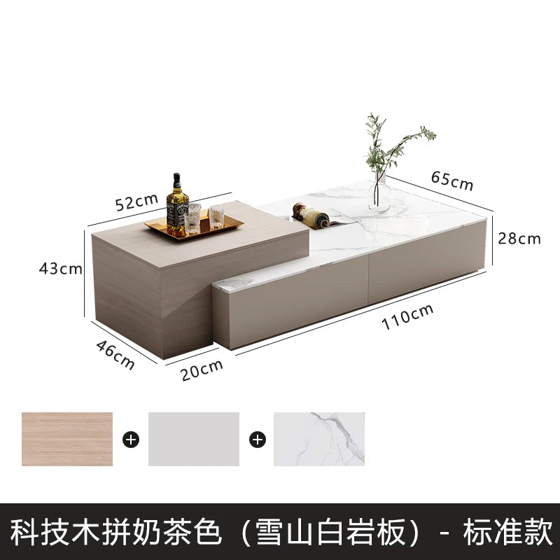lifting Telescoping lounge coffee table living room Lift top Design Luxury Side Table Storage Tavolino Soggiorno Furniture