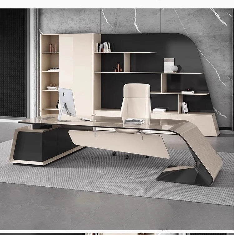 Designer Modern Office Desks Asthetic Luxury Storage Drawers Writing Executive Desk L Shaped Study Escritorios Office Furniture