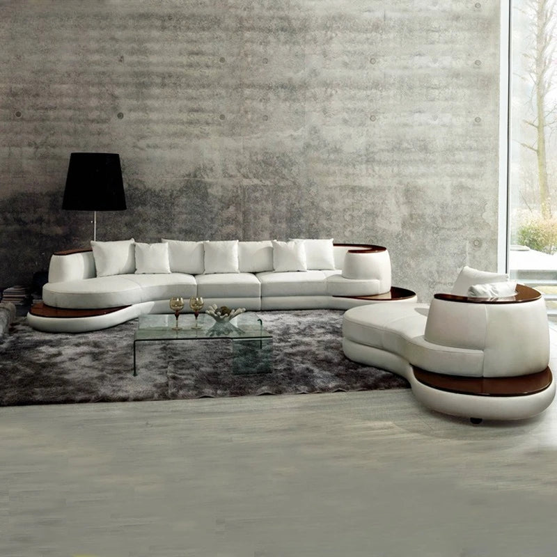 First layer cowhide sofa, creative curved leather sofa combination