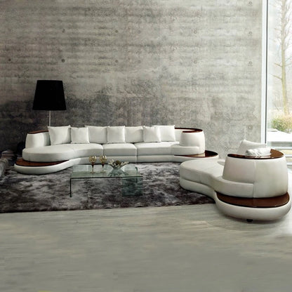 First layer cowhide sofa, creative curved leather sofa combination